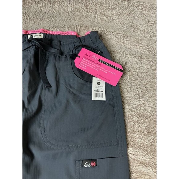 Koi Lite Scrub Pants Woman’s Peace Drawstring Charcoal Performance Stretch New - Picture 5 of 16